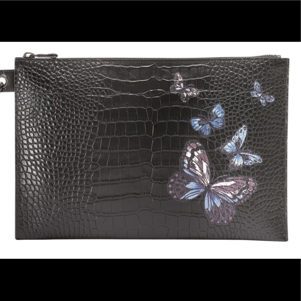 Longchamp crocodile butterfly clutch x